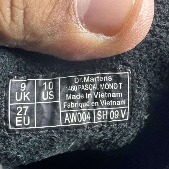 Dr. Martens 1460 Pascal Mono T Boots Black US Size 10 AW004 SH09V Toe Wear - Picture 9 of 9